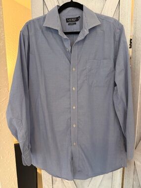 Lauren Ralph Lauren Men's Classic  Blue and white no iron shirt! 16.5 like new